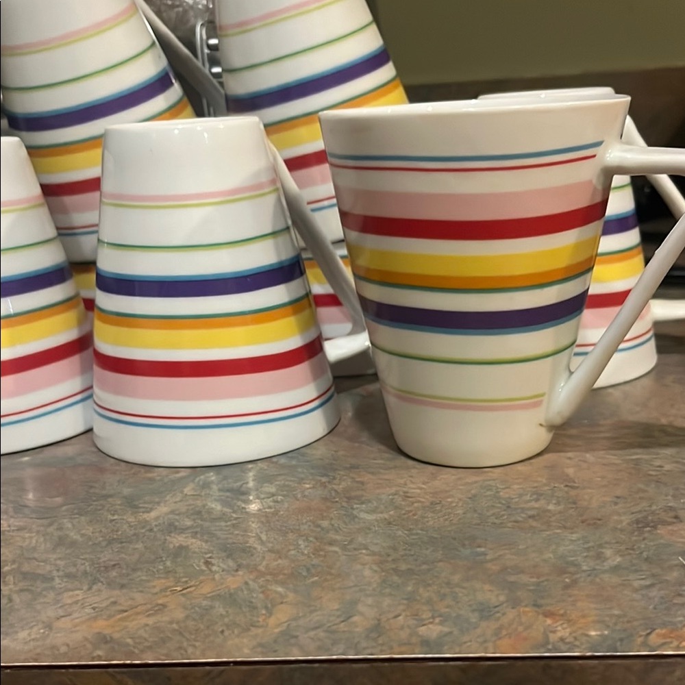 Colorful Striped 8 Piece Mug Set